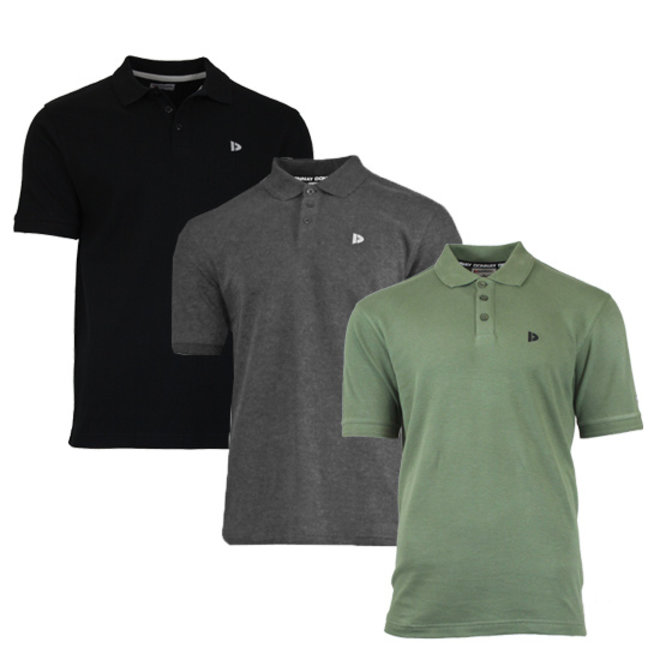 Donnay Heren - 3-Pack - Polo shirt Noah - Zwart / Donkergrijs / Legergroen