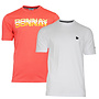 Donnay Heren - 2-Pack - T-Shirt Daks + Vince - Perzik Oranje & Wit