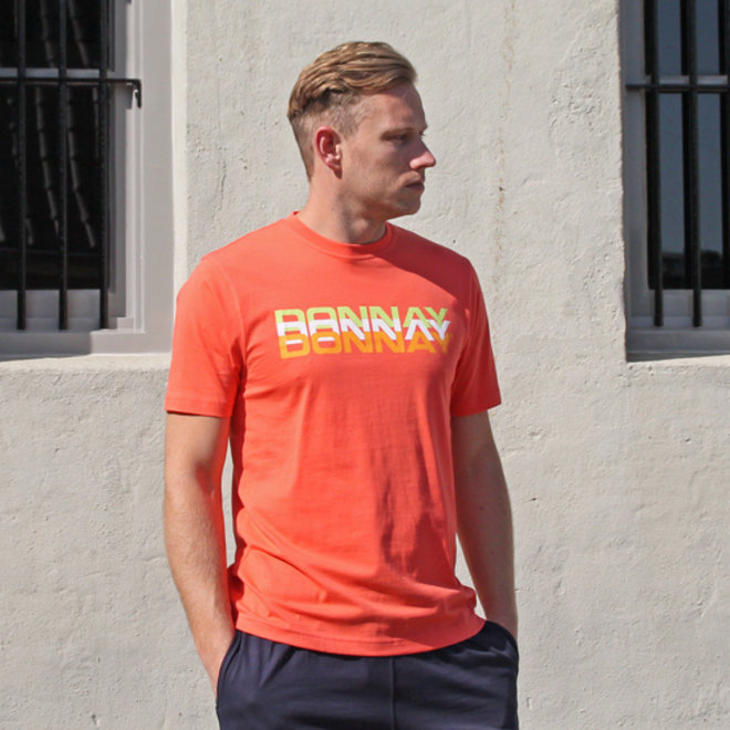 Donnay Heren - 2-Pack - T-Shirt Daks + Vince - Perzik Oranje & Navy