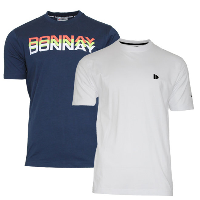 Donnay Heren - 2-Pack - T-shirt Daks + Vince - Navy & Wit