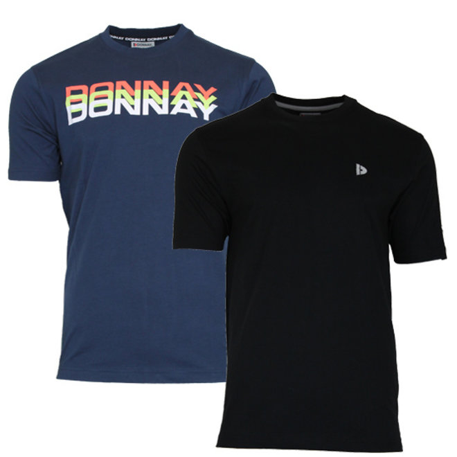 Donnay Heren - 2-Pack - T-shirt Daks + Vince - Navy & Zwart