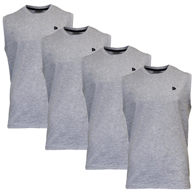 Donnay Heren - 4-Pack - Mouwloos T-shirt Stan - Lichtgrijs gemêleerd