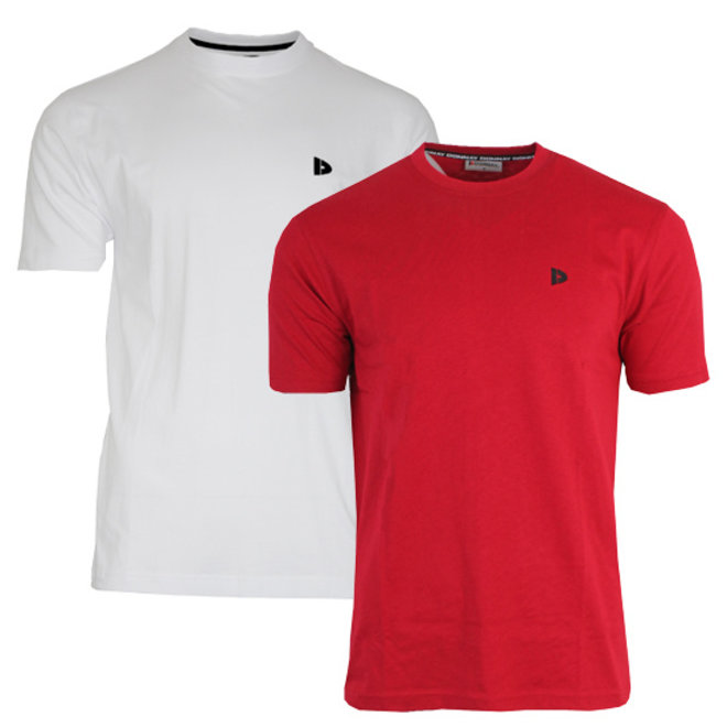 Donnay Heren - 2-Pack - T-Shirt Vince - Wit & Rood
