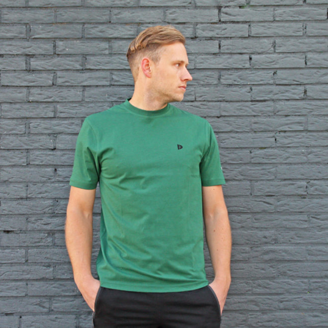 Donnay Heren - 2-Pack - T-Shirt Vince - Wit & Bosgroen