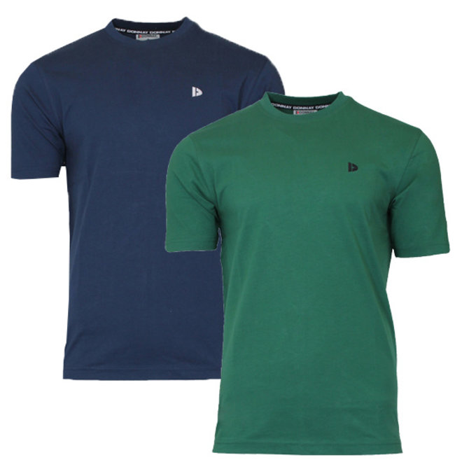 Donnay Heren - 2-Pack - T-Shirt Vince - Navy & Bosgroen