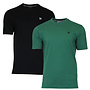 Donnay Heren - 2-Pack - T-Shirt Vince - Zwart & Bosgroen