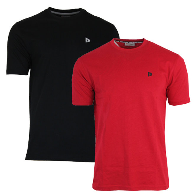 Donnay Heren - 2-Pack - T-Shirt Vince - Zwart & Rood