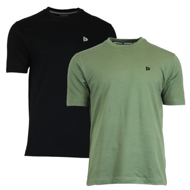 Donnay Heren - 2-Pack - T-Shirt Vince - Zwart & Legergroen