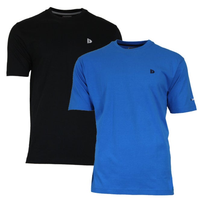 Donnay Heren - 2-Pack - T-Shirt Vince - Zwart & Cobaltblauw