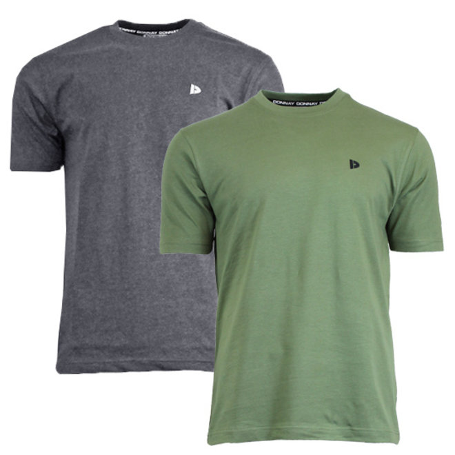 Donnay Heren - 2-Pack - T-Shirt Vince - Donkergrijs & Legergroen