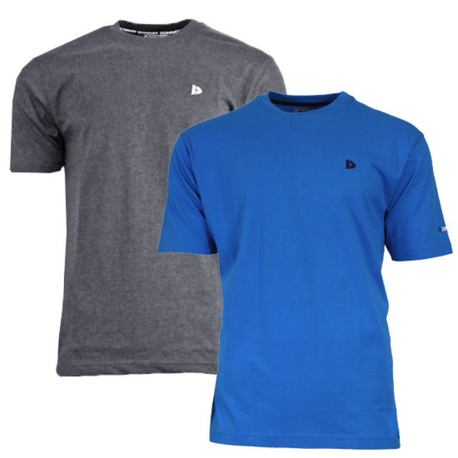 Donnay Heren - 2-Pack - T-Shirt Vince - Donkergrijs & Cobaltblauw