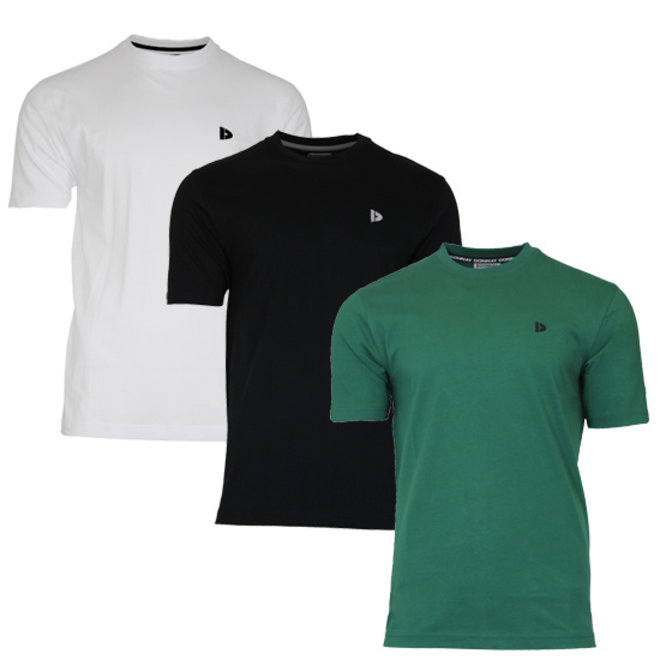 Donnay Heren - 3-Pack - T-Shirt Vince - Wit/Zwart/Bosgroen