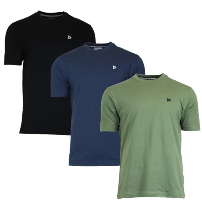 Donnay Heren - 3-Pack - T-Shirt Vince - Zwart/Navy/Legergroen