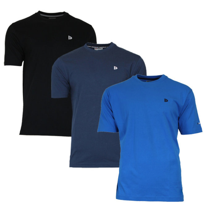 Donnay Heren - 3-Pack - T-Shirt Vince - Zwart/Navy/Cobaltblauw