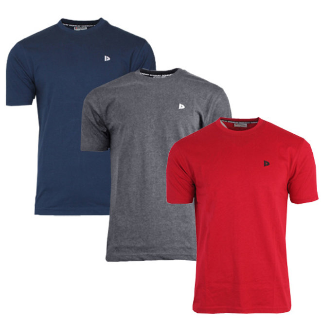 Donnay Heren - 3-Pack - T-Shirt Vince - Navy/Donkergrijs/Rood