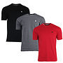 Donnay Heren - 3-Pack - T-Shirt Vince - Zwart/Donkergrijs/Rood