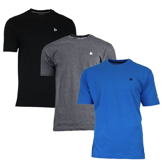 Donnay Donnay Heren - 3-Pack - T-Shirt Vince - Zwart/Donkergrijs/Cobaltblauw
