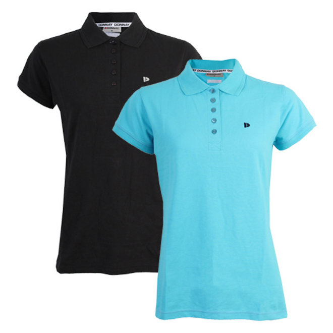 Donnay Dames - 2-Pack - Polo Shirt Lisa - Zwart & Oceaan Blauw