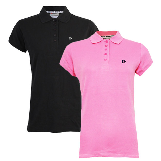 Habitat onderzeeër Dapperheid Donnay Dames - 2-Pack - Polo Shirt Lisa - Zwart & Flamingo Roze - Donnay  Nederland