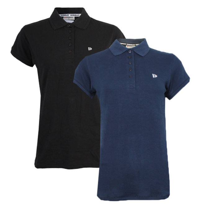 Donnay Dames - 2-Pack - Polo Shirt Lisa - Zwart & Donkerblauw