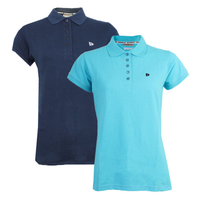 Dames - 2-Pack - Polo Shirt Lisa - Donkerblauw & Oceaan Blauw - Donnay Nederland