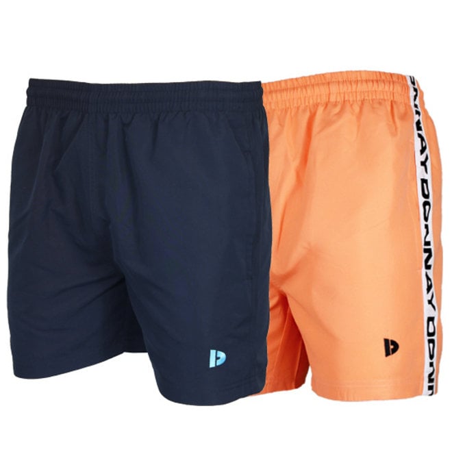 Donnay Heren - 2-Pack - Zwemshort Toon & Kay - Navy & Neon Oranje