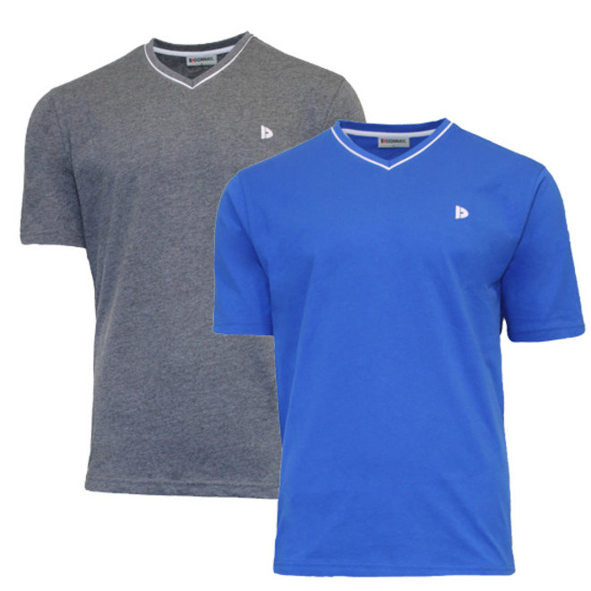 Donnay Heren - 2-Pack - T-Shirt Jason - Donkergrijs & Korenblauw