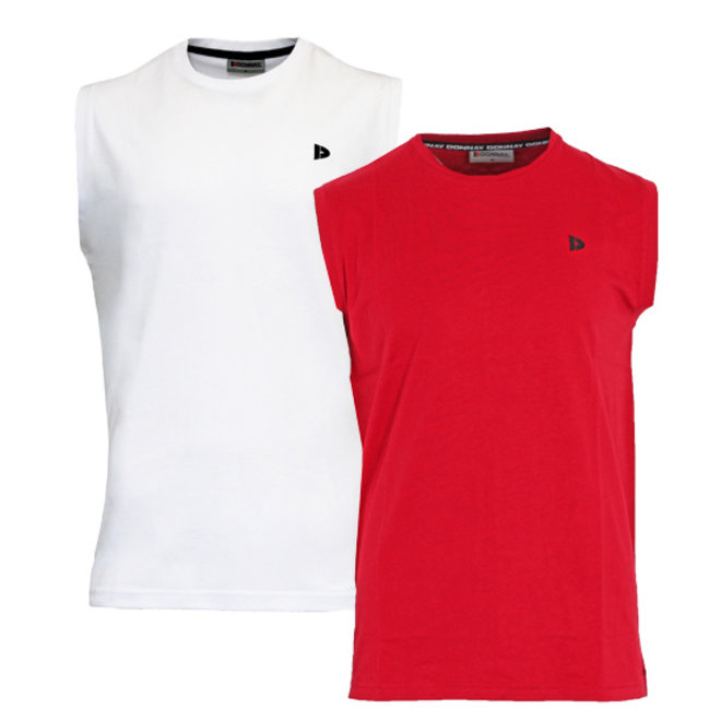 Donnay Heren - 2-Pack - Mouwloos T-shirt Stan - Wit & Rood