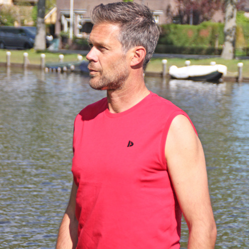 Donnay T-shirt zonder mouw - 2 Pack - Tanktop - Sportshirt - Heren - Maat S - Wit & Berry Red