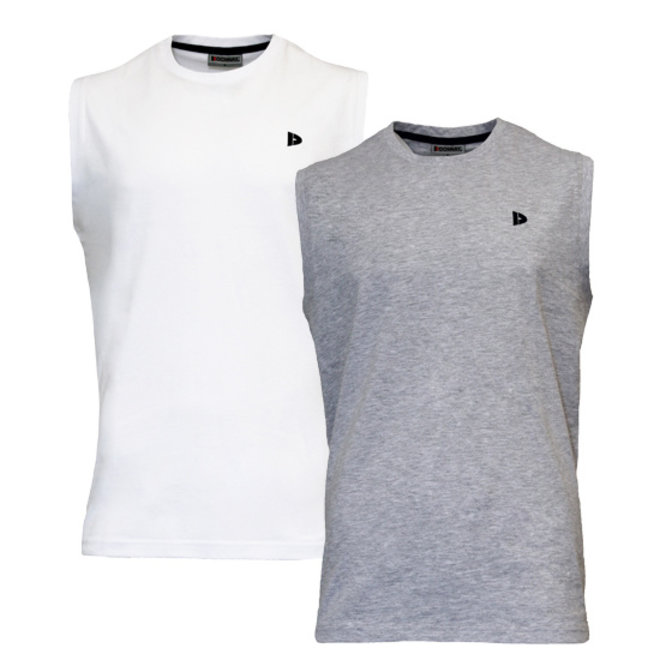 Donnay Heren - 2-Pack - Mouwloos T-shirt Stan - Wit & Lichtgrijs