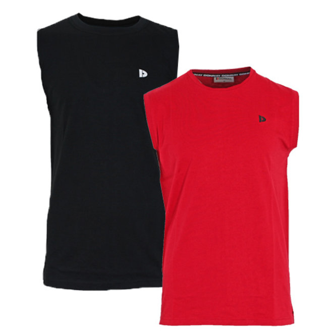 Donnay Heren - 2-Pack - Mouwloos T-shirt Stan - Zwart & Rood