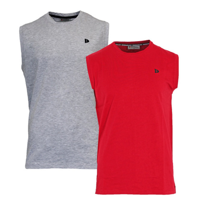 Donnay Heren - 2-Pack - Mouwloos T-shirt Stan - Lichtgrijs & Rood