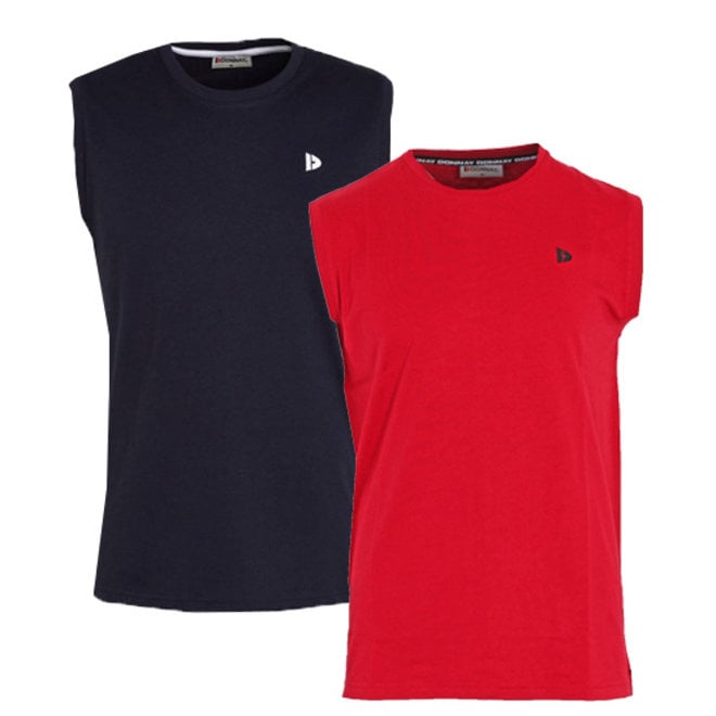 Donnay Heren - 2-Pack - Mouwloos T-shirt Stan Navy & Rood - Donnay Nederland