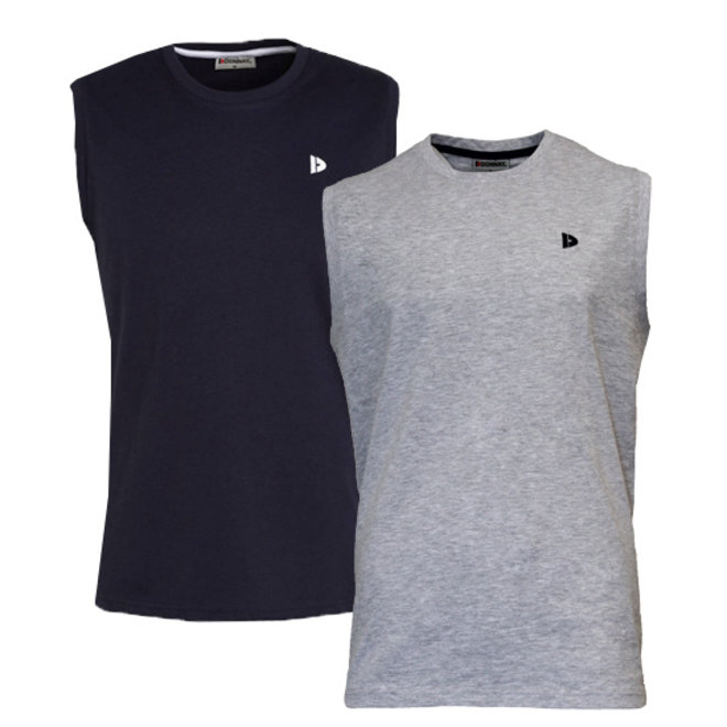 Donnay Heren - 2-Pack - Mouwloos T-shirt Stan - Navy & Lichtgrijs