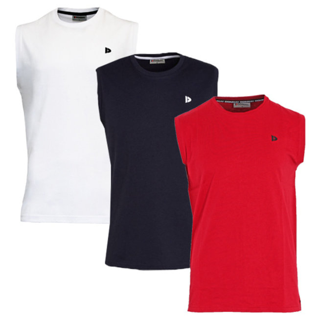 Donnay Heren - 3-Pack - Mouwloos T-shirt Stan - Wit/Navy/Rood