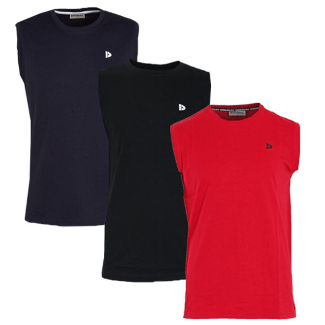 Donnay Heren - 3-Pack - Mouwloos T-shirt Stan - Navy/Zwart/Rood