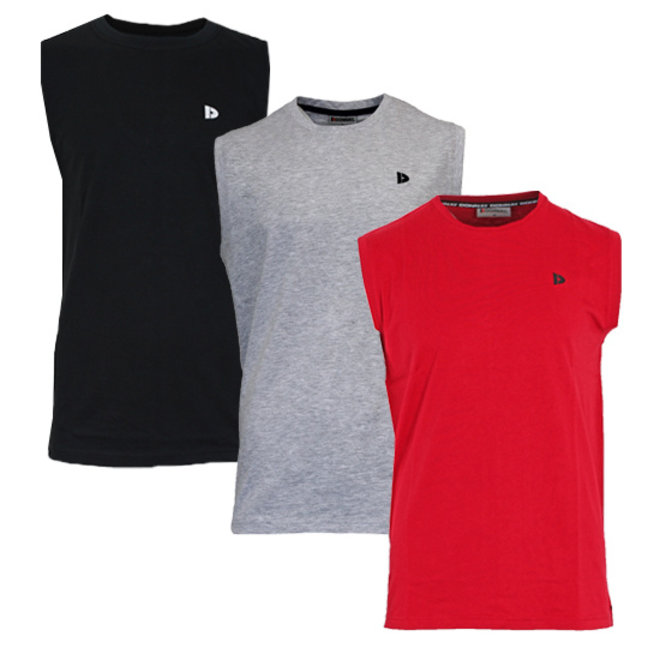 Donnay Heren - 3-Pack - Mouwloos T-shirt Stan - Zwart/Lichtgrijs/Rood