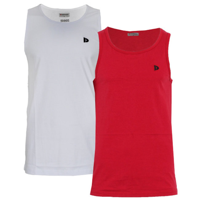 Donnay Heren - 2-Pack - Singlet James - Wit & Rood