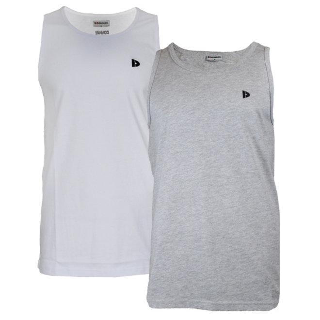 Donnay Heren - 2-Pack - Singlet James - Wit & Lichtgrijs