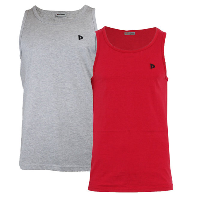 Donnay Heren - 2-Pack - Singlet James - Lichtgrijs & Rood