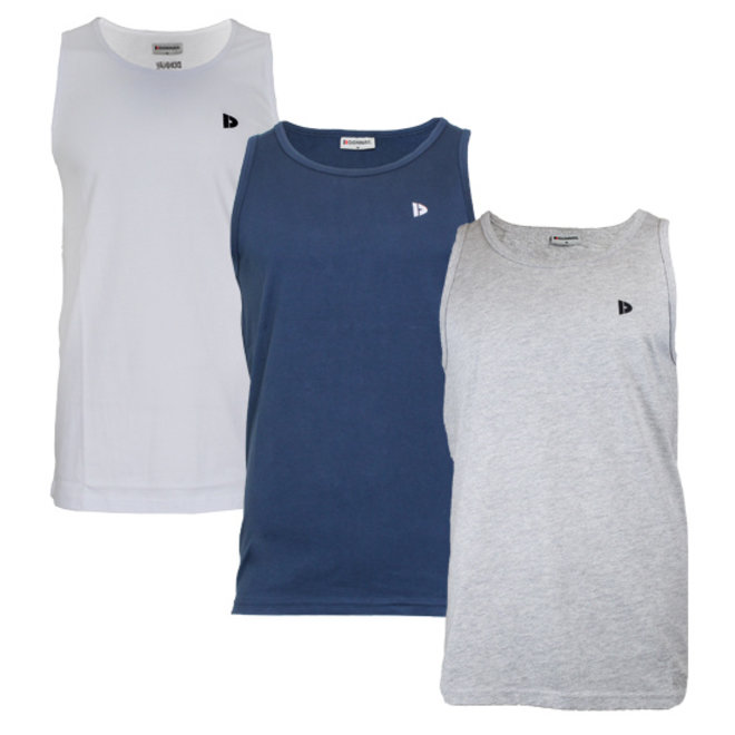 Donnay Heren - 3-Pack - Singlet James - Wit/Navy/Lichtgrijs