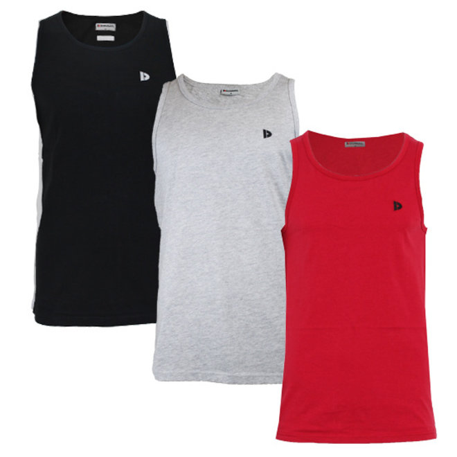 Donnay Heren - 3-Pack - Singlet James - Zwart/Lichtgrijs/Rood