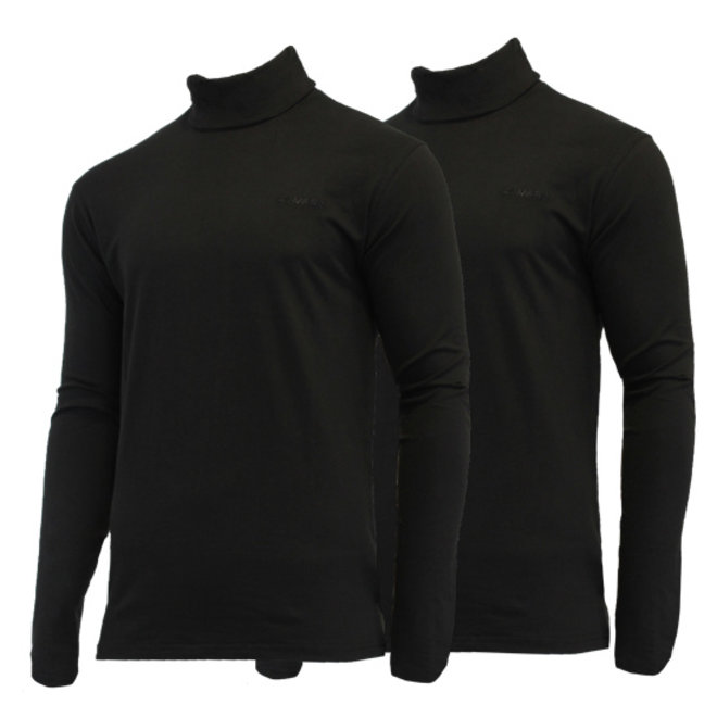 Campri Heren - 2-Pack - Skipully - shirt met col - Zwart