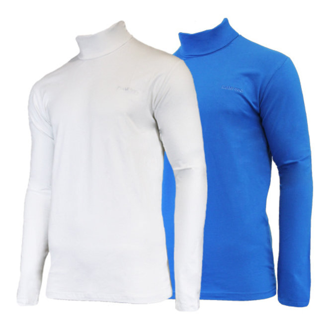 Campri Heren - 2-Pack - Skipully - shirt met col - Wit & Cobaltblauw