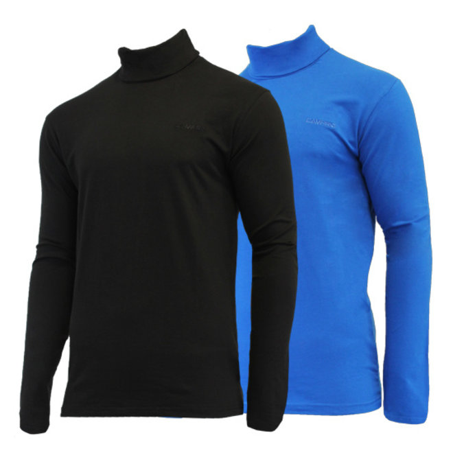 Campri Heren - 2-Pack - Skipully - shirt met col - Zwart & Cobaltblauw