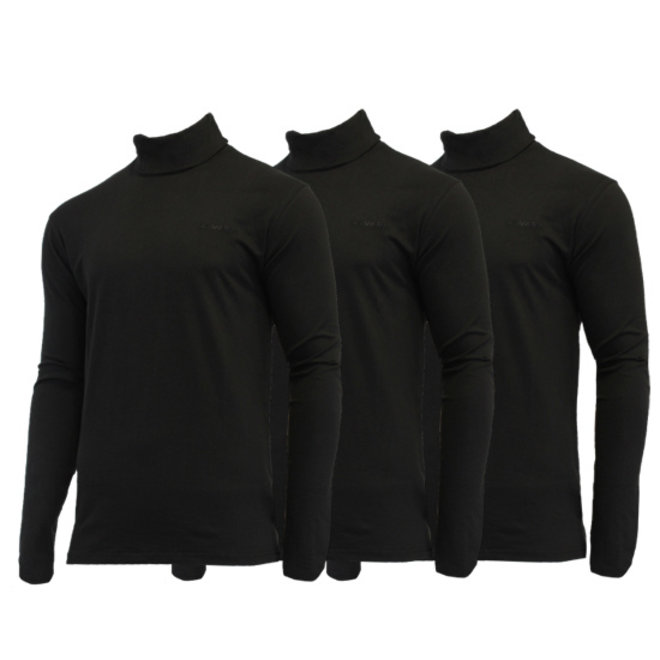 Campri Heren - 3-Pack - Skipully - shirt met col - Zwart