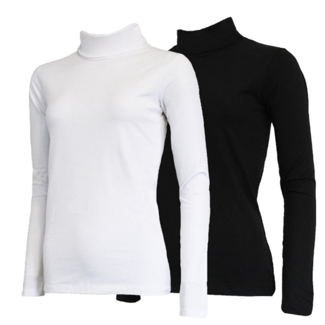 Campri Dames - 2-Pack - Skipully - shirt met col - Wit & Zwart