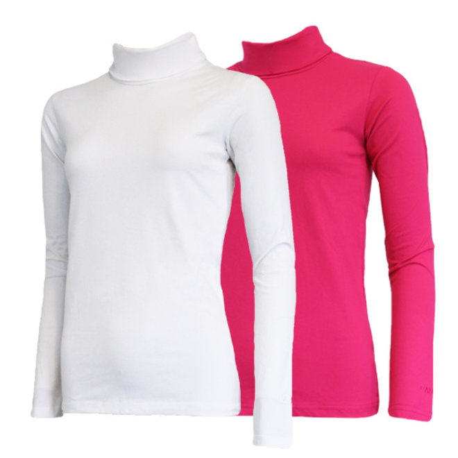 Campri Dames - 2-Pack - Skipully - shirt met col - Wit & Roze