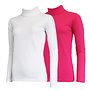 Campri Dames - 2-Pack - Skipully - shirt met col - Wit & Roze