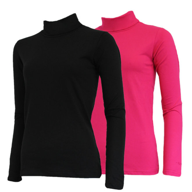 Campri Dames - 2-Pack - Skipully - shirt met col - Zwart & Roze